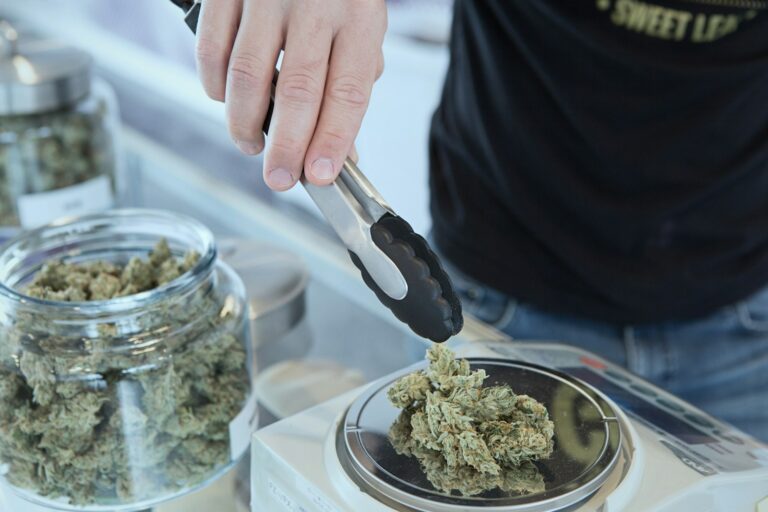 person holding grey tongs and kush at Doctor Dutch Online Cannabis Dispensary Canada